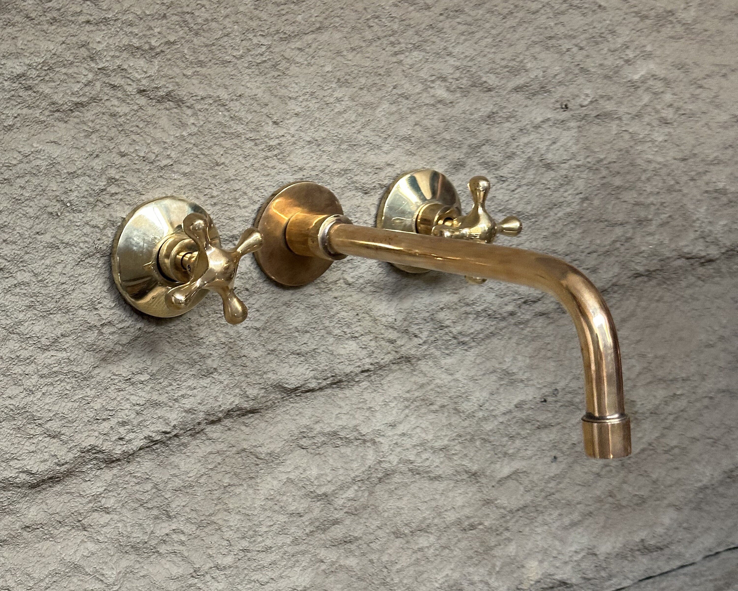Brass Wall Mount Faucet – Unlacquered Bathroom Tap