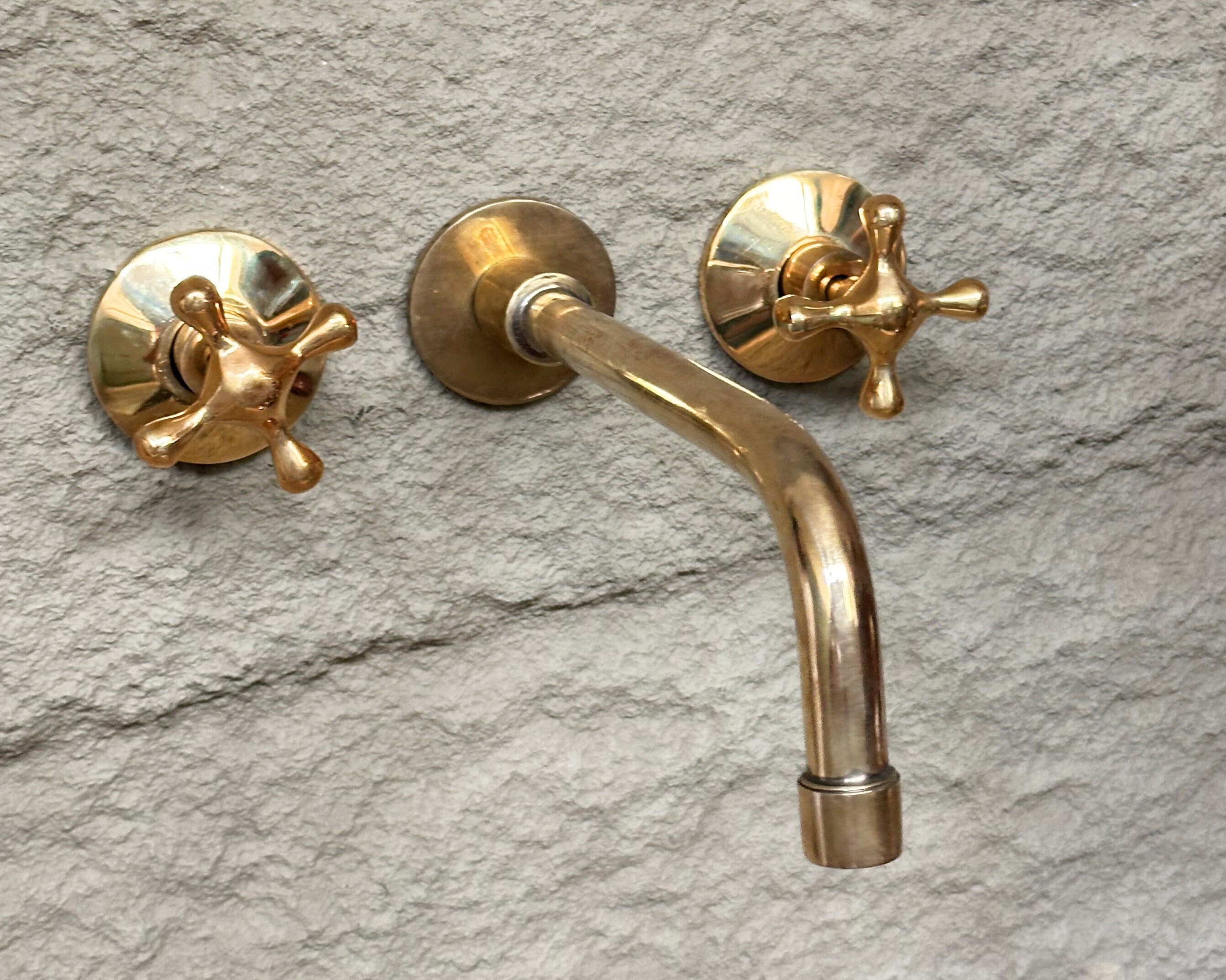 Brass Wall Mount Faucet – Unlacquered Bathroom Tap