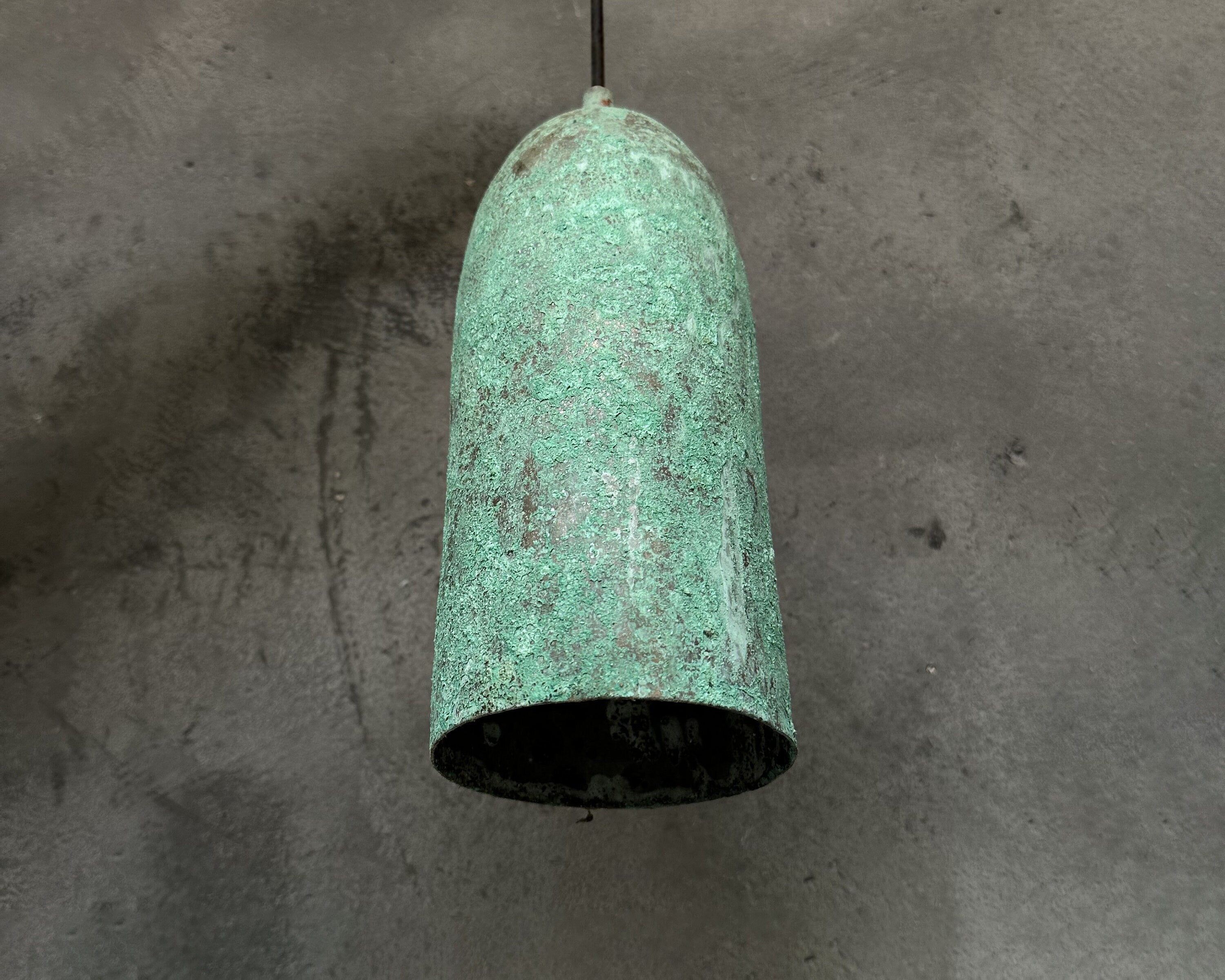 Set of 3 Green Patina Copper Pendant Lights, Farmhouse Hanging Lamps