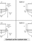 Size and dimension guide for the copper wall-mounted bathroom sink