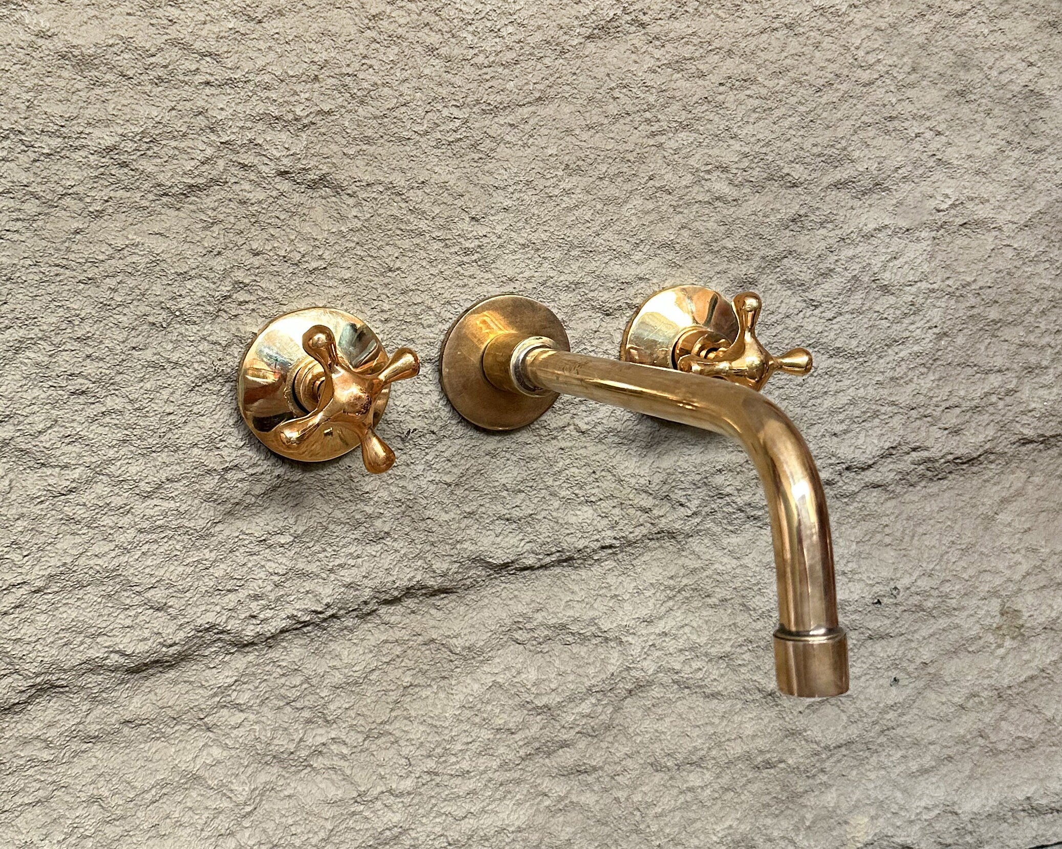 Brass Wall Mount Faucet – Unlacquered Bathroom Tap