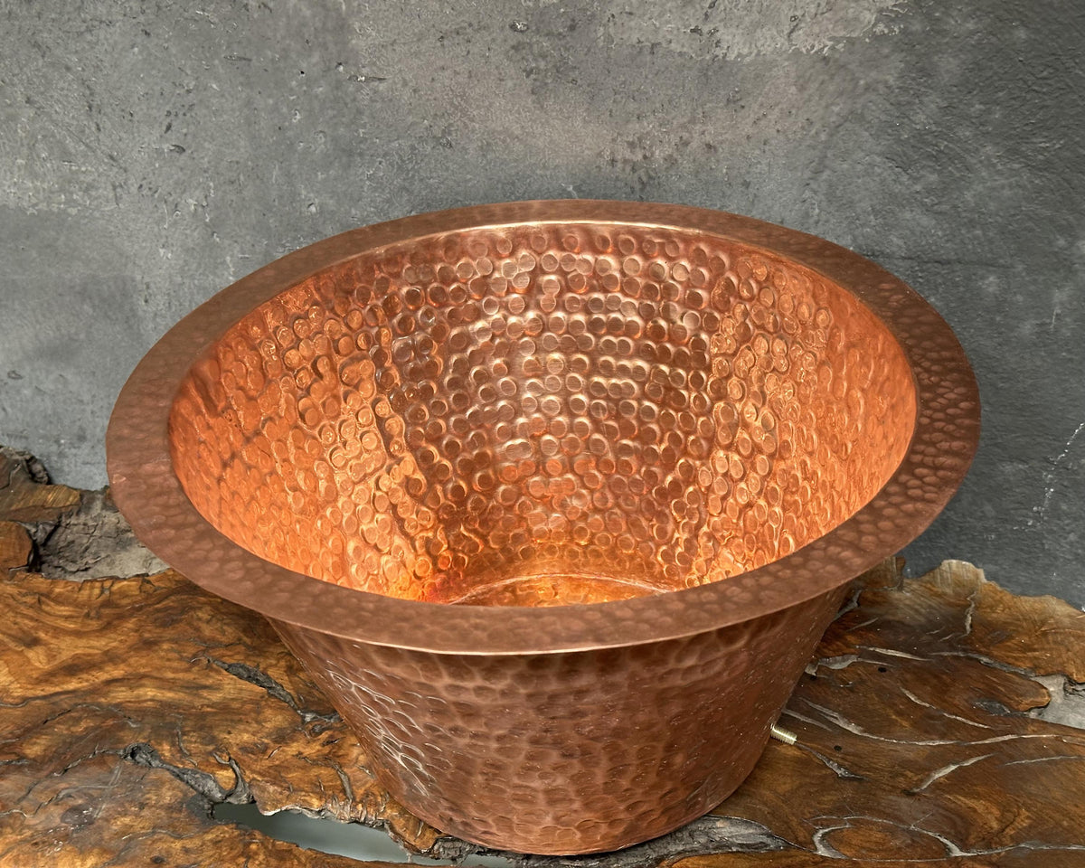 Hammered Copper Bar Sink – Round Drop-In Design – CopperKesh