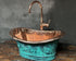 Copper Tub Style Sink – Green Patina Vessel Basin