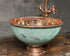 Round Green Patina Copper Vessel Sink for Bathroom Vanity