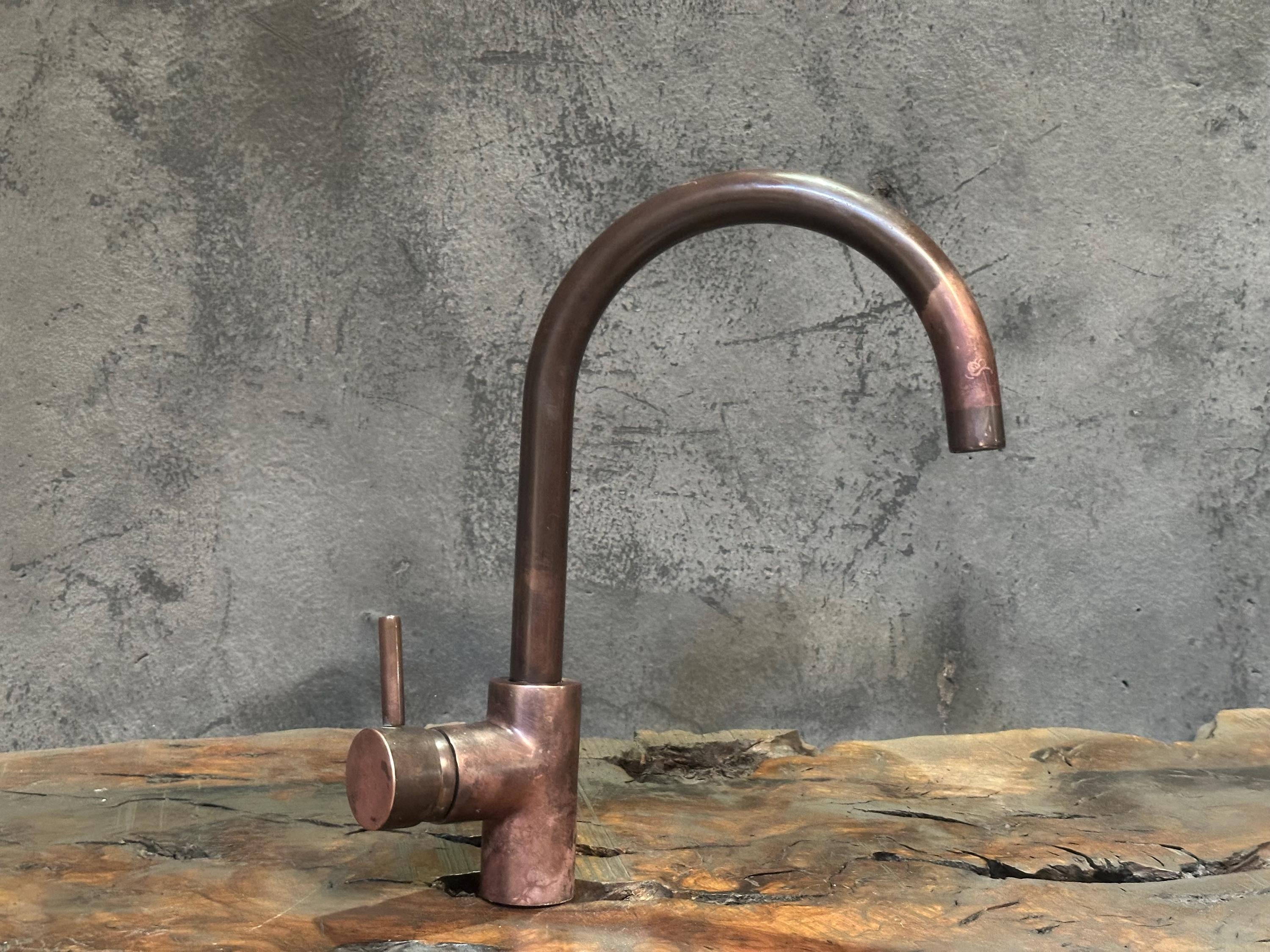 Rustic Copper Faucet,Farmhouse Copper Mixer Faucet, Vintage Bar Tap