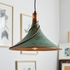 Handmade Oxidized Copper Pendant Light – Patina Dome Ceiling Lamp