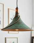 Handmade Oxidized Copper Pendant Light – Patina Dome Ceiling Lamp
