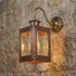 Handmade hammered copper outdoor wall lantern with brass gooseneck arm